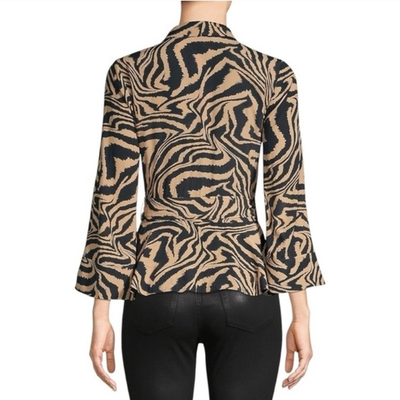 GANNI Tiger-Print Wrap Blouse Small - Picture 4 of 12